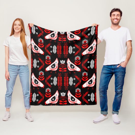 Chicken Hen Folk Art Fleece Deken (In situ)