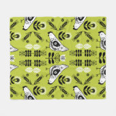 Chicken Hen Folk Art Fleece Deken (Voorkant (Horizontaal))