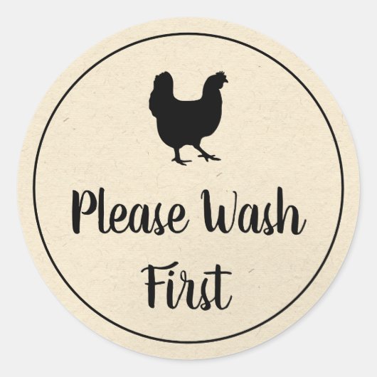 Chicken Hen Fresh Boerderij Eggs Carton Wash First Ronde Sticker (Voorkant)
