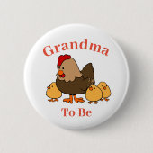 Chicken Hen Grandma om Baby shower Button te worde (Voorkant)