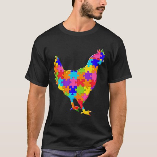 Chicken Hen Jigsaw Autism Puzzle T-shirt (Voorkant)