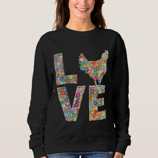 Chicken Hen Love Flowers Chicken Egg Trui (Voorkant)