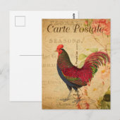  Chicken Hen Rooster afbeelding Frans Briefkaart (Voorkant / Achterkant)
