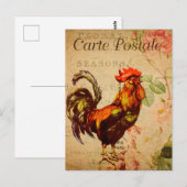 Chicken Hen Rooster afbeelding Frans Briefkaart (Voorkant / Achterkant)