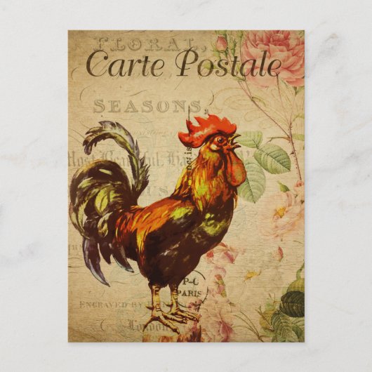 Chicken Hen Rooster afbeelding Frans Briefkaart (Voorkant)