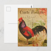 Chicken Hen Rooster afbeelding Frans Briefkaart (Voorkant / Achterkant)