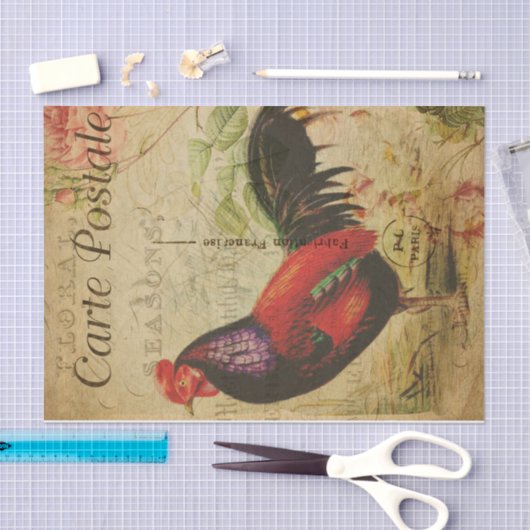  Chicken Hen Rooster afbeelding Frans Tissuepapier (Craft)