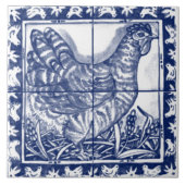 Chicken Hen Rustic Blue White Delft Dedham  Tegeltje (Voorkant)