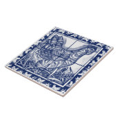Chicken Hen Rustic Blue White Delft Dedham  Tegeltje (Zijkant)