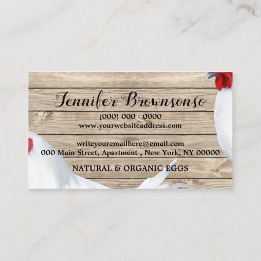 Chicken Hen Rustic Organic Egg Boerderij Visitekaartje (Achterkant)