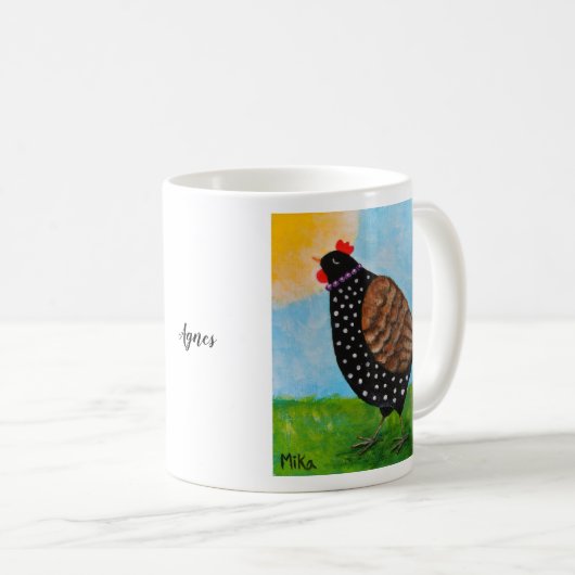 Chicken Hen with Necklace Sunbathing Personalized  Koffiemok (Voorkant rechts)