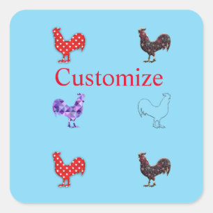 Chicken Hens Thunder_Cove Vierkante Sticker
