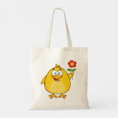 Chicken Holding A Flower Canvas tas (Achterkant)
