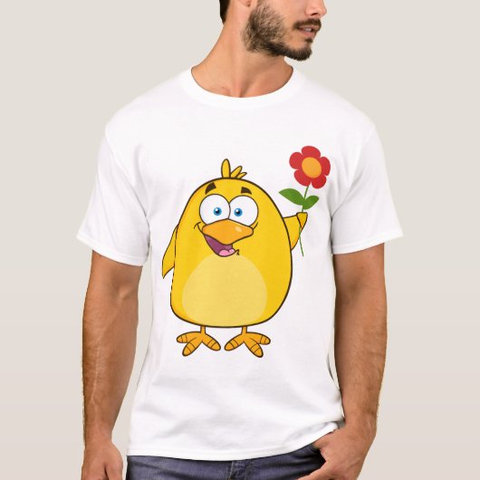 Chicken Holding A Flower Mannen T-Shirt (Voorkant)