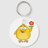 Chicken Holding A Flower Sleutelhanger (Achterkant)
