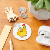 Chicken Holding A Flower Sleutelhanger