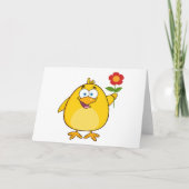 Chicken Holding A Flower Yellow Wenskaarten Kaart (Voorkant)