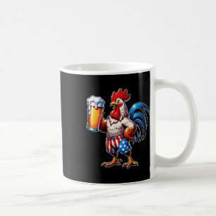 Chicken Holding Beer Vlag van de Verenigde Staten Koffiemok