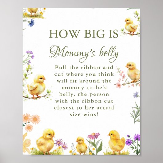 Chicken How Big is mama's buik Baby shower Spel Poster (Voorkant)