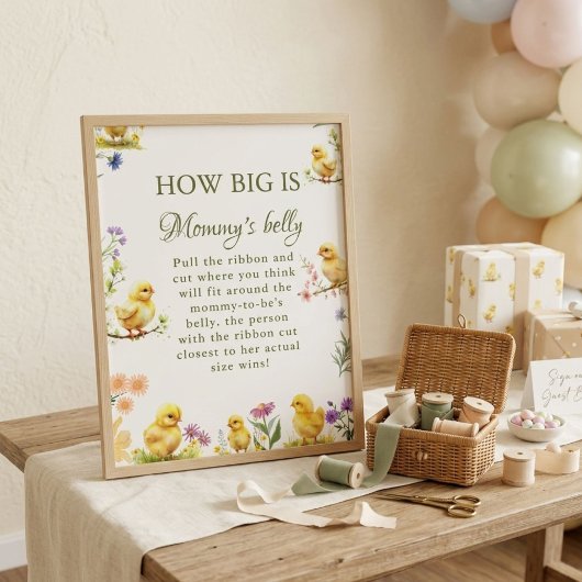 Chicken How Big is mama's buik Baby shower Spel Poster