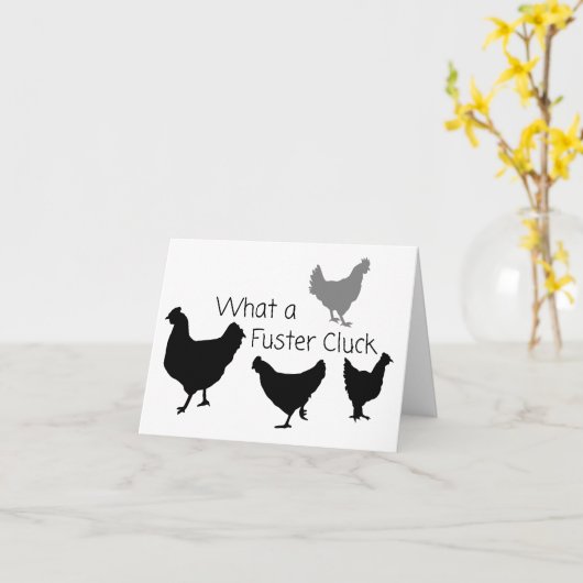 Chicken Humor: Wat is de Fuster Cluck? BLANCO Kaart (Gele Bloem)