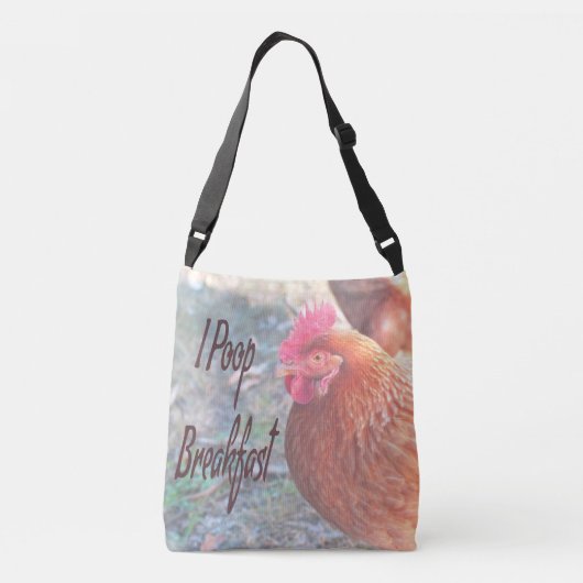Chicken I poop Breakfast Funny Humor Crossbody Tas (Achterkant)
