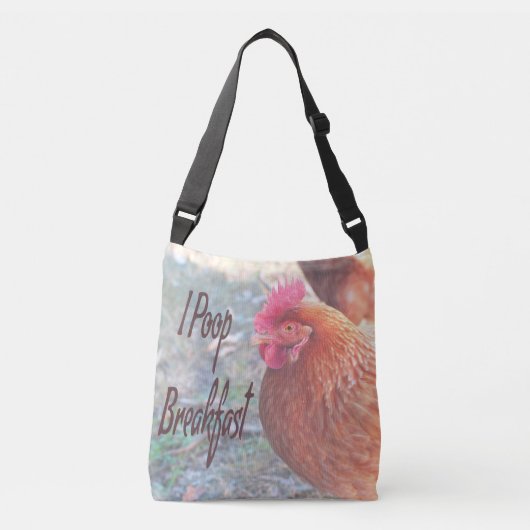 Chicken I poop Breakfast Funny Humor Crossbody Tas (Voorkant)