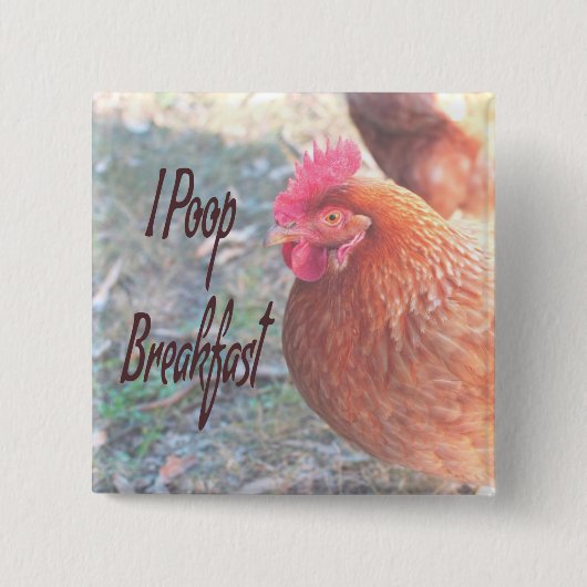 Chicken I poop Breakfast Funny Humor Vierkante Button 5,1 Cm (Voorkant)