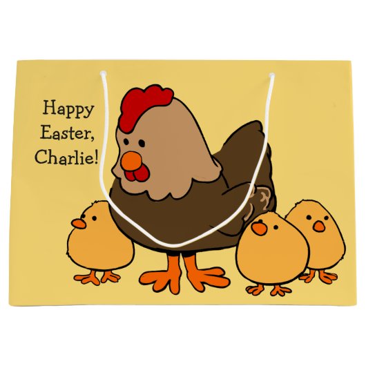 Chicken-illustratie, aangepaste tekstcadeautas groot cadeauzakje (Voorkant)