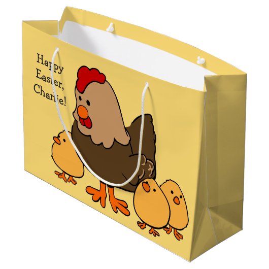Chicken-illustratie, aangepaste tekstcadeautas groot cadeauzakje (Achterkant Gekanteld)