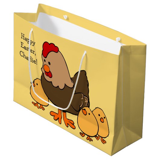 Chicken-illustratie, aangepaste tekstcadeautas groot cadeauzakje (Voorkant Gekanteld)