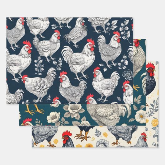 Chicken Illustration Inpakpapier Vel (Set)