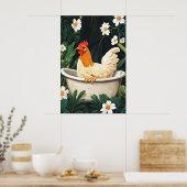 Chicken In Bathtub Poster, Funny Animal Poster (Keuken)