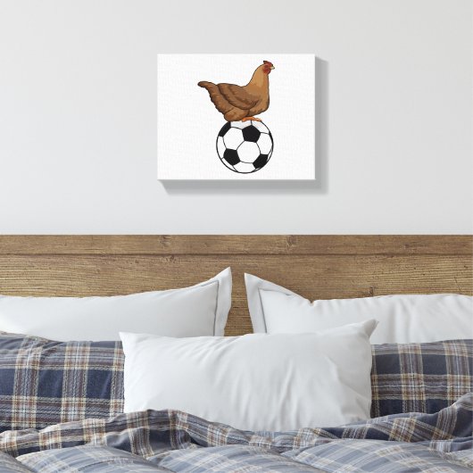 Chicken in Soccer Sports Canvas Afdruk (Insitu (Slaapkamer))