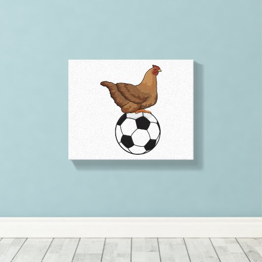 Chicken in Soccer Sports Canvas Afdruk (Insitu (Houten vloer))