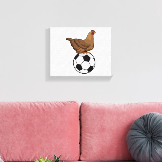 Chicken in Soccer Sports Canvas Afdruk (Insitu (Woonkamer))