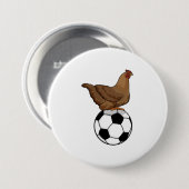 Chicken in Soccer Sports Ronde Button 7,6 Cm (Voorkant /achterkant)