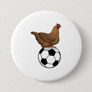 Chicken in Soccer Sports Ronde Button 7,6 Cm