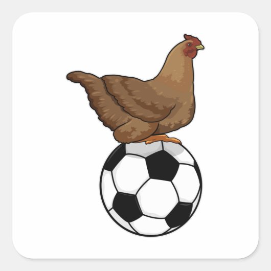 Chicken in Soccer Sports Vierkante Sticker (Voorkant)
