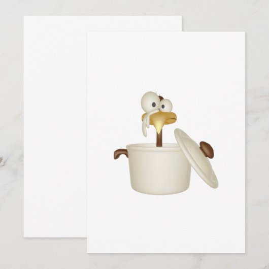 Chicken in Soup Invitation Kaart (Voorkant / Achterkant)