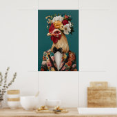 Chicken In Suit Poster, Chicken Portrait, Chicken Poster (Keuken)