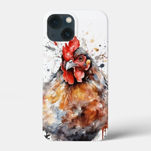 Chicken iPad iPhone Case Waterverf Hen Rooster (Achterkant)