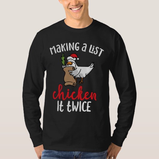 Chicken It Twice Chicken Christmas Design T-shirt (Voorkant)