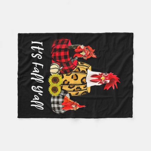 Chicken It's Fall Y'all Leopard Pumpkin Autumn Tha Fleece Deken (Voorkant (Horizontaal))