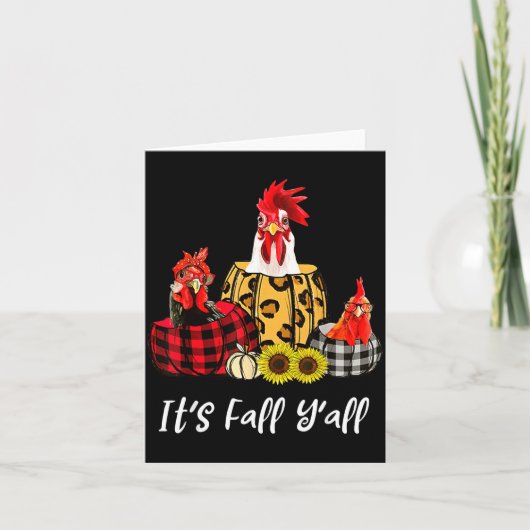 Chicken It's Fall Y'all Leopard Pumpkin Autumn Tha Kaart (Voorkant)