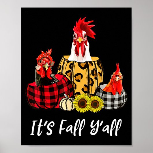 Chicken It's Fall Y'all Leopard Pumpkin Autumn Tha Poster (Voorkant)