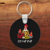 Chicken It's Fall Y'all Leopard Pumpkin Autumn Tha Sleutelhanger (Voorkant)