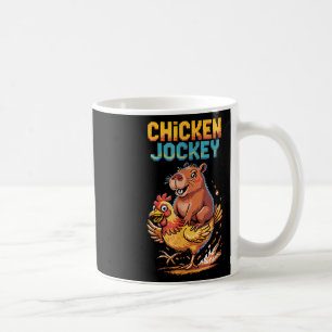 Chicken Jockey Capybara Lovers Pixel Art Gamer Fun Koffiemok