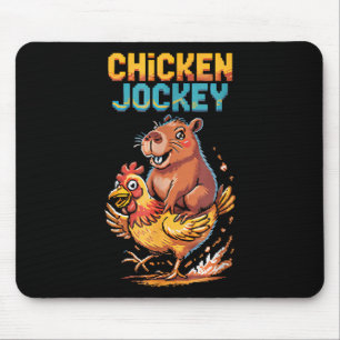 Chicken Jockey Capybara Lovers Pixel Art Gamer Fun Muismat