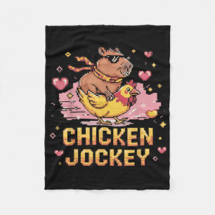 Chicken Jockey Capybara Rijden Pixel Art Gamer Mem Fleece Deken